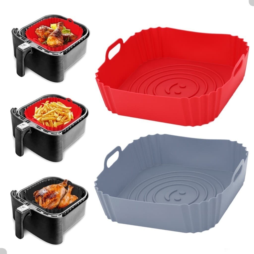 Forma de Silicone  Assadeira Air Fryer e Forno Forma para Fritadeira Elétrica com Alça