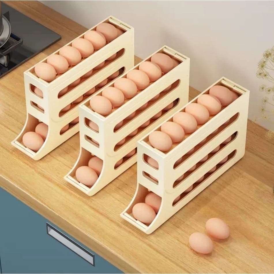 Suporte Organizador De Ovos Dispenser Para Geladeira Prático Anti-Queda Utensílios De Cozinha Original