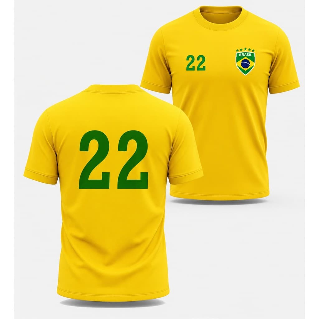 Camisa Politica Brasil Amarela No 22 Estilo Torcedor Jair Bolsonaro