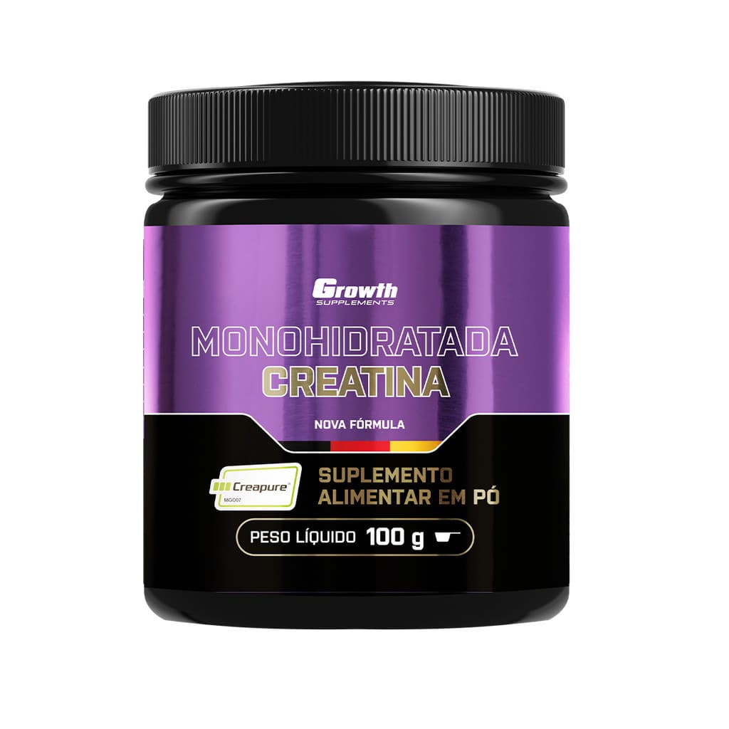 Creatina Creapure Pura Treino Musculação - Growth Supplements - Sem sabor em pó