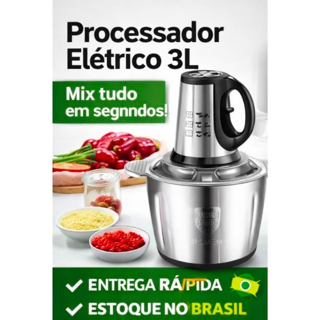 Picador De Alimentos Moedor De Carne Mixer Elétrica Processador Cozinha Casa Alho - 110v-220v