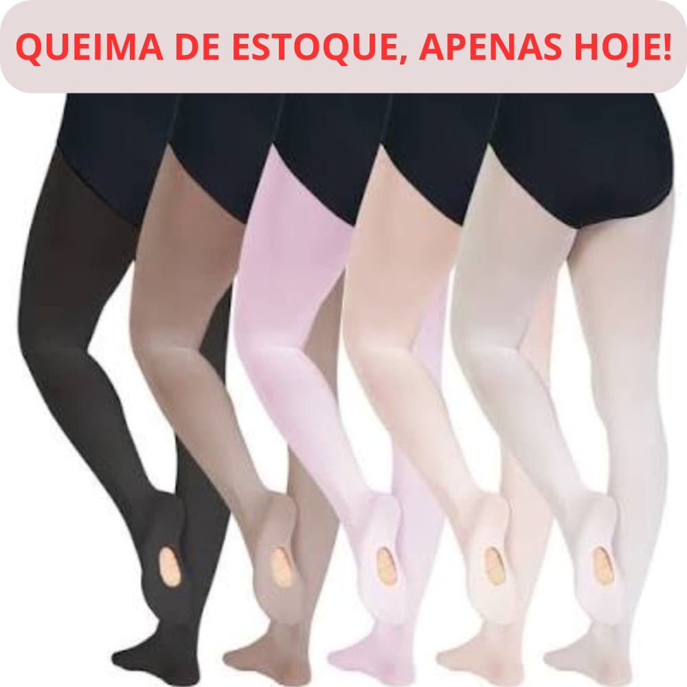 Meia Calça de Ballet Fio 80 Suplex Conversível Adulto ou Infantil, Meia Calça de Ballet Suplex Confortável e Leve